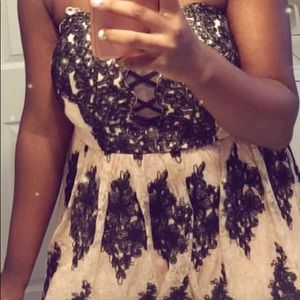 Pink strapless prom dress